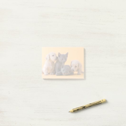 Puppies met Russische blauwe kittens en dachshund Post-it® Notes (Op bureau)