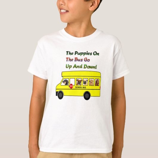Puppies op schoolbus Kinder T - Shirt (Voorkant)