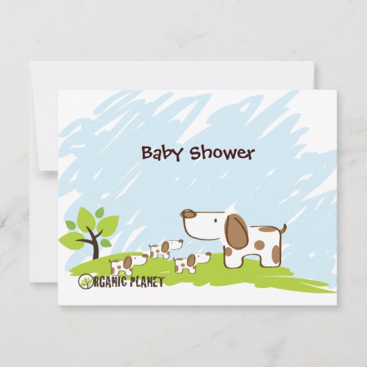 Puppies Organic Planet Baby Shower Invitations Kaart (Voorkant)