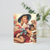  Puppies Pin-up Briefkaart (Staand voorkant)