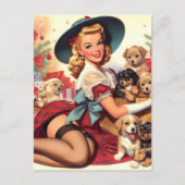  Puppies Pin-up Briefkaart (Voorkant)