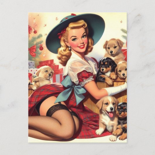  Puppies Pin-up Briefkaart (Voorkant)
