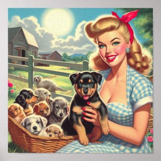  Puppies Pin-up Poster (Voorkant)