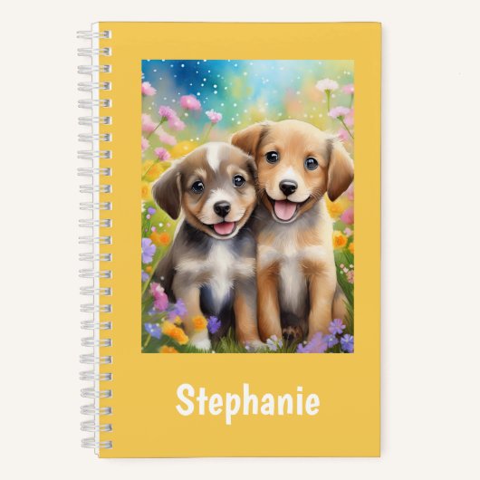 Puppies Schattigee Honden Gepersonaliseerde Kinder Notitieboek (Voorkant)