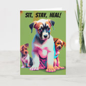Puppies Sit Stay Heal Get Well Kaart (Voorkant)