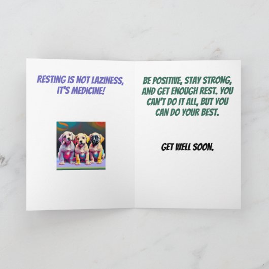 Puppies Sit Stay Heal Get Well Kaart (Binnen)