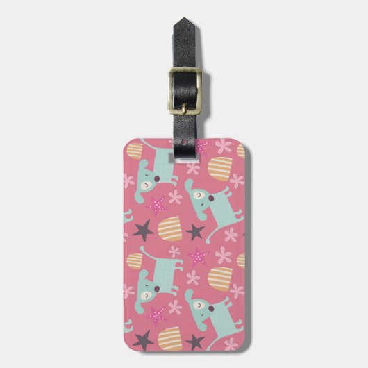 Puppies, sterren en bloemen bagagelabel (Voorkant verticaal)