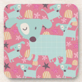 Puppies, sterren en bloemen bier onderzetter (Voorkant)