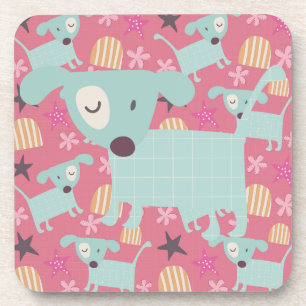 Puppies, sterren en bloemen bier onderzetter