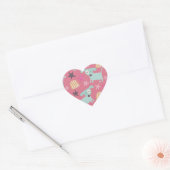 Puppies, sterren en bloemen hart sticker (Envelop)