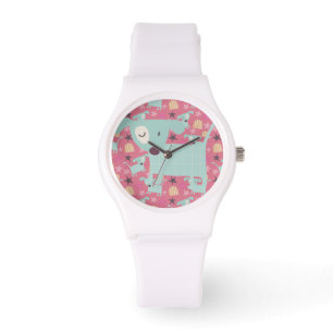 Puppies, sterren en bloemen horloge