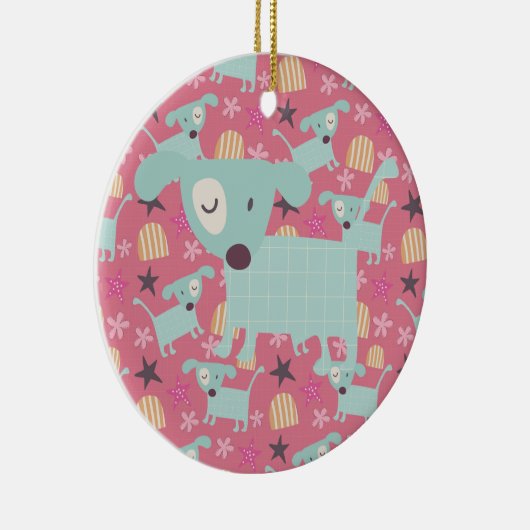 Puppies, sterren en bloemen keramisch ornament (Rechts)