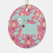 Puppies, sterren en bloemen keramisch ornament (Links)