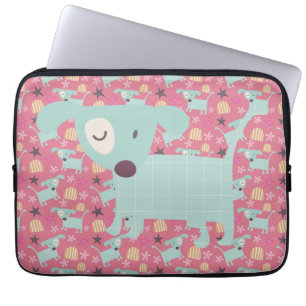 Puppies, sterren en bloemen laptop sleeve