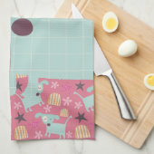 Puppies, sterren en bloemen theedoek (Quarter Fold)