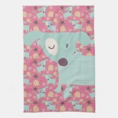 Puppies, sterren en bloemen theedoek (Verticaal)