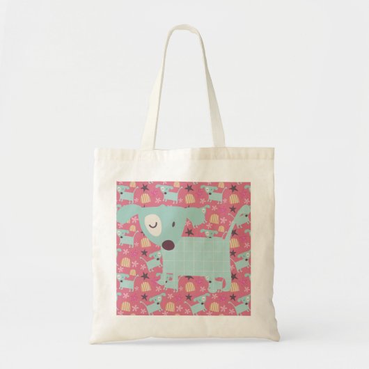 Puppies, sterren en bloemen tote bag (Voorkant)