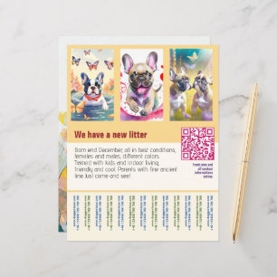 puppies te koop flyer met QR code sinaasappel