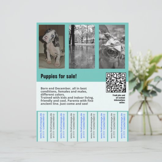 puppies te koop flyer sjabloon QR code (Staand voorkant)