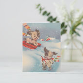  Puppies uit de jaren veertig die in de sneeuw spe Briefkaart (Staand voorkant)