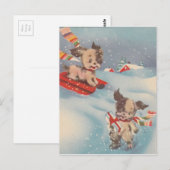  Puppies uit de jaren veertig die in de sneeuw spe Briefkaart (Voorkant / Achterkant)