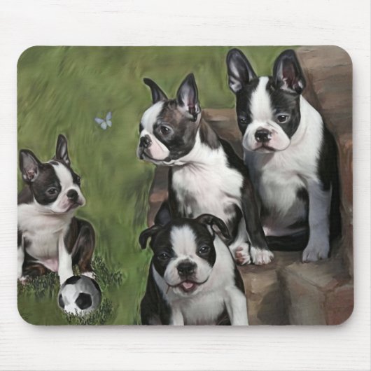 Puppies van Boston Terrier Muismat (Voorkant)