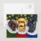Puppies van Christmas Surprise Labrador Feestdagenkaart (Voorkant / Achterkant)
