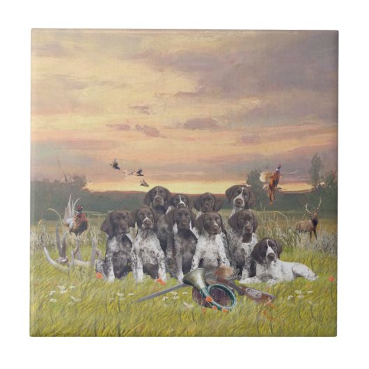 Puppies van de Duitse Shorthaired Pointer Tegeltje (Voorkant)
