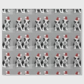Puppies van de kerst van Boston Terrier Cadeaupapier (Vlak)