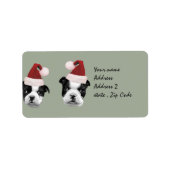 Puppies van de kerst van Boston Terrier Etiket (Voorkant)