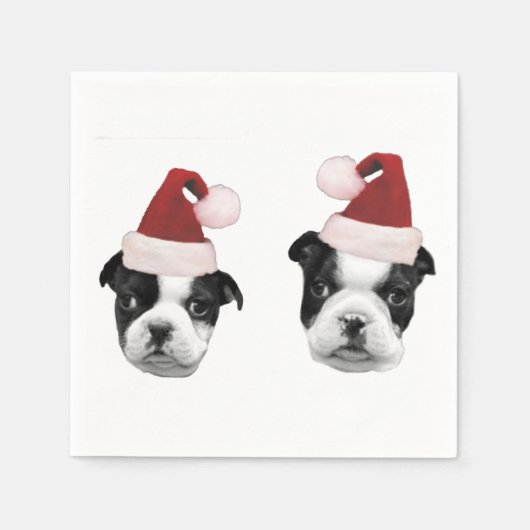 Puppies van de kerst van Boston Terrier Servetten (Voorkant)