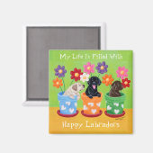 Puppies van de labrador van de bloem magneet (Voorkant / Achterkant)