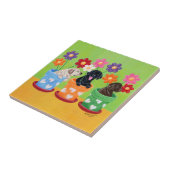 Puppies van de labrador van de bloem tegeltje (Zijkant)