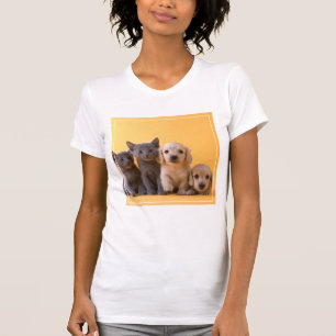 Puppies van de Russische blauw Kittens en Dachshun T-shirt