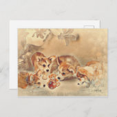 Puppies van Pembroke Welsh Corgi Feestdagenkaart (Voorkant / Achterkant)