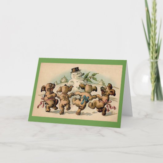 Puppies voor dansen feestdagen kaart (Voorkant)