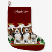 Puppies voor kerstbeagle kleine kerstsok (Voorkant)