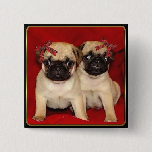 Puppies voor kerstbekers vierkante button 5,1 cm (Voorkant)