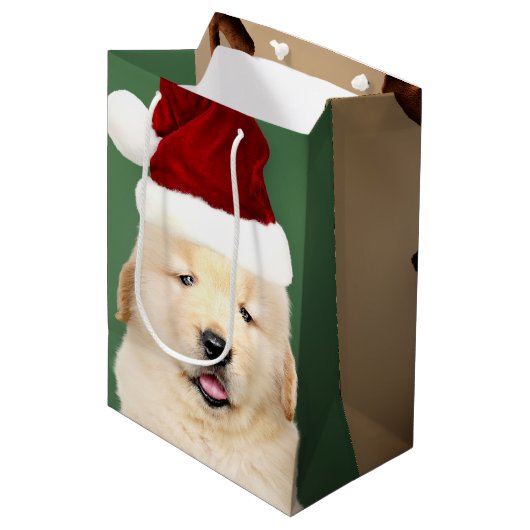 Puppies voor kerstkerstrenrenrenrendieren medium cadeauzakje (Voorkant Gekanteld)
