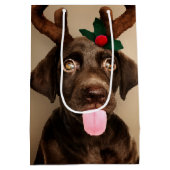 Puppies voor kerstkerstrenrenrenrendieren medium cadeauzakje (Achterkant)