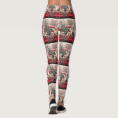 Puppies voor kerstretro  Red Truck Dog Leggings (Achterkant)