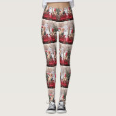 Puppies voor kerstretro  Red Truck Dog Leggings (Voorkant)