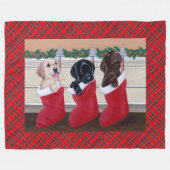 Puppies voor kerstschildering met labrador Retriev Fleece Deken (Voorkant (Horizontaal))