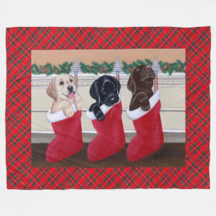 Puppies voor kerstschildering met labrador Retriev Fleece Deken
