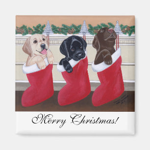 Puppies voor kerstschildering met labrador Retriev Magneet