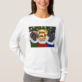 Puppies voor kerstvakantiebont t-shirt