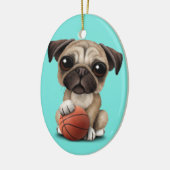 Pupppy dog met honkbal keramisch ornament (Links)