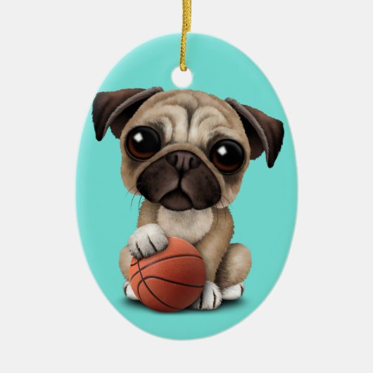 Pupppy dog met honkbal keramisch ornament (Voorkant)