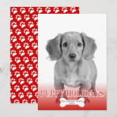 Puppus feestdagen met rode kerstfoto feestdagenkaart (Voorkant / Achterkant)