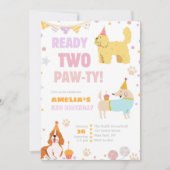 Puppy 2e Verjaardag Klaar Twee Pawty Dog Theme Kaart (Voorkant)